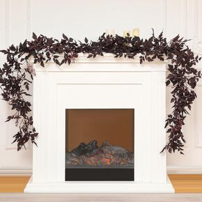 Zeyune 2 Pcs Plum Cimicifuga Seeded Garland Thanksgiving Leaf Garland Artificial Burgundy Garland for Thanksgiving Day Autumn Halloween Fireplace Mantle Harvest Decoration (6 ft)