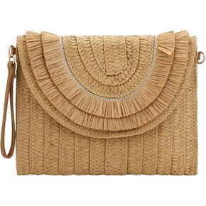 Gets Straw Clutch Purse for Women Summer Clutch Beach Envelope Handbags Wallet Crossbody Bag in Saudi Arabia