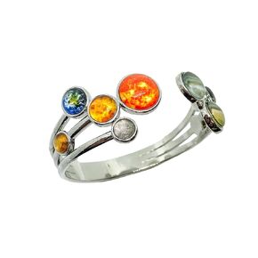Solar System Bracelet, Celestial Jewelry, All planets including Pluto, Science and Teacher Gifts, Multi-Color, Adjustable, Open Cuff, One size fits all, Yugen Handmade