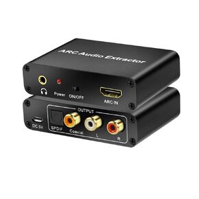 192KHz HDMI ARC Adapter, HDMI ARC Audio Extractor with Digital Optical Stereo Audio RCA L/R Coaxial SPDIF &3.5mm Jack ARC Audio Adapter