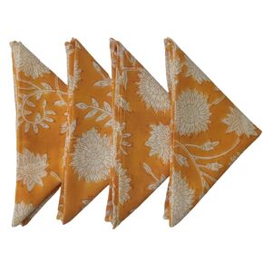 4 pc Lot Hand Block Print Napkin yellow 100 percent Cotton Napkin Hand Block Printed Napkin Size 16x16 Inch Jaipuri Printed Home Decor Napkin