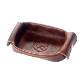Genuine Leather Valet Tray | Desk organizer | handmade (M, Red)