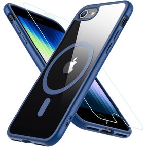 Hensinple for iPhone SE Case 2022/3rd/2020/2nd Gen Magnetic Case, for iPhone 8/7 Case with Screen Protector [Compatible with MagSafe], Clear Hard Back Phone Cover for iPhone 8/SE 2/SE 3 (4.7"),Black