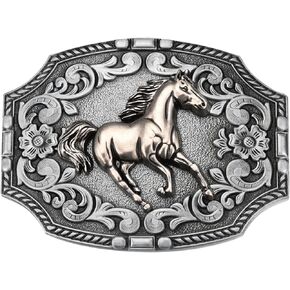 Belt Buckle for Men│Floral Running Horse Texas Cowboy Cowgirl Christmas Halloween Belt Buckle Gifts