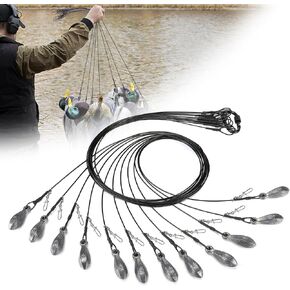 48in 4oz/6oz Duck Decoys Weights - Anti-Tangle Steel Cable Texas-Rig Waterfowl Hunting Gear Anchor Rigging Line Accessories - 12 Pack in Kuwait