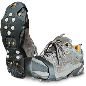 ice Spikes for Shoes - Walk Traction Ice Cleat Spikes Crampons with 10 Upgraded Firm Nail Spikes - Stretchable Snow Grips for Secure Footwear Traction During Winter Activities