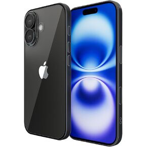 for Apple iPhone 16 Case 6.1-Inch 2024, Yellowing-Resistant Shockproof Phone Bumper Cover, Anti-Scratch with Camera Lens Protector for iPhone 16 Phone Transparent Case (Silver Border)