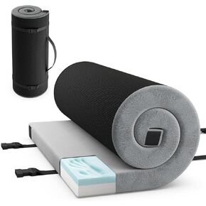 Goplus Memory Foam Camping Mattress, Portable Roll up Sleeping Pad w/Anti-Slip Bottom, Travel Bag, Single/Twin Waterproof Floor Mat, Guest Bed (Grey,Single Larged 74" x 38")