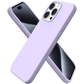 Mizi Liquid Silicone Case for iPhone 15 Pro Max 6.7", Slim 3 Layers Soft Gel Rubber Shockproof Protective Cover with Anti-Scratch Microfiber Lining, Non-Slip, Dust Free - Lavender Gray