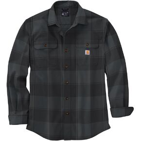 Carhartt Men's Loose Fit Heavyweight Flannel Long-Sleeve Plaid Shirt, Navy