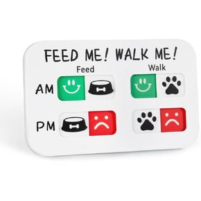 YAUYIK Pet Feeding Reminder, Magnetic Reminder Sticker, AM/PM Daily Indication Chart Feed/Walk Your Pets, Fridge Magnets and Double Sided Tape, Helps You to Track Pet Feeding & Walking (White)