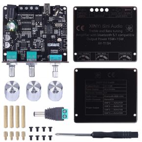 DONGKER XY-T15H Amplifier Module,15W+15W Bluetooth-Compatible Module 2.0 Stereo Dual Channel with Bass Treble Adjustment for DIY Sound System