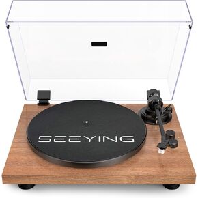 Turntable Vinyl Record Player Bluetooth Output Built-in Preamp Phono/Line Switch Adjustable Counterweight Anti-Skate Variable Pitch Control Magnetic Cartridge Belt Drive 2-Speed