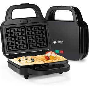 Samoris 3 in 1 Electric Sandwich Maker, Panini Press Grill and Waffle Iron Set with Removable Non-Stick Plates, Electric Grilled Cheese Maker, Portable Cool Touch Handle,Easy to Clean, 870W Black