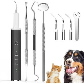 Teeth Cleaning Kit for Dogs with LED Light Plaque Remover for Teeth Pet Toothbrush Cleaner for Tartar and Stains(Black)