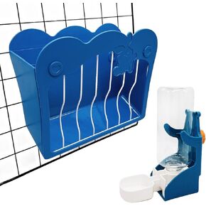 Guinea Pig Food Hay Feeder and Bunny Water Bottle Set Rabbit Hay Feeder Rack with 500ml Hanging Gravity Water Dispenser for Rabbit Bunny Guinea Pig Chinchilla(Green&Orange)