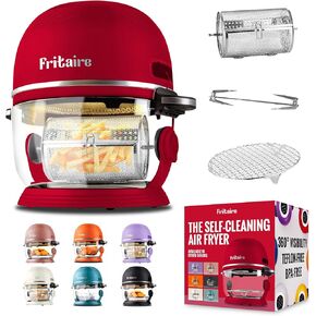 Non-Toxic Air Fryer - Glass AirFryer 5 Quart w/ 360 Visibility, Self-Cleaning, 400F Vortex Air Fryer for Even Cooking, BPA-Free Teflon Free, 6-in-1 Functions, Rotisserie, Roast, Bake - Lavender