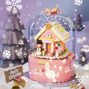 629PCS Christmas Tree Building Blocks Music Box Set - Compatible with Lego, Auto Snowfall, Light - For Kids, Boys, Girls, Adults