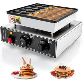 25PCS Mini Pancakes Maker Machine, 110V Electric Mini Pancake Maker Commercial Mini Dutch Pancake Maker, Non-stick Small Pancake Maker Mini hotcakes machinefor Home Kitchen Restaurant Business (950W)