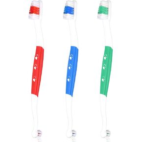 3pcs Dual Headed Pet Toothbrush for Dogs & Cats, Soft Bristles Kitten Tooth Brushing Easy Teeth Cleaning Anti-Slip Pet Dental Care Brush Supplies for Puppy Kitty Reduce Oral Problem