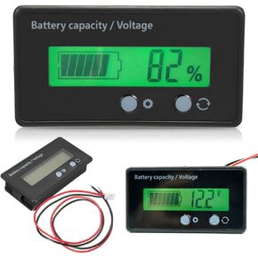 Waterproof 12,24,36,48V LCD Battery LCD Display and Lithium Battery Capacity Tester Voltage Meter Tester Voltmeter Monitor Green Backlit