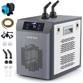 [2024 Upgrade] BAOSHISHAN Aquarium Chiller, 42gal 1/10 HP Water Cooler Fish Tank, Quiet Refrigeration Compressor Touch Screen Aquarium Cooler for Hydroponics Axolotl Coral Crystal Shrimp