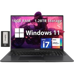 ASUS VivoBook 16X Laptop, 16" 4K OLED Display, Intel Core  i7-12700H CPU, Intel Iris Xe Graphics, 16GB RAM, 512GB SSD, Fingerprint Sensor, Windows 11 Home, Quiet Blue, F1603ZA-DS74