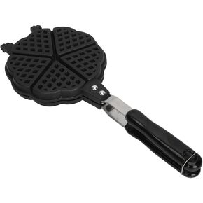 Cast Iron Waffle Maker Pan, 5.9in Stove Top Waffle Iron Cookware, Double Sided Pancake Maker Multifunctional Crisp Omelet Pan, Portable Camping Breakfast Maker for Stovetop