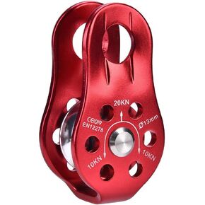 HERCHR Fixed Micro Pulley, 1000kg Strength Aluminium Alloy Single Rope Pulley Block Safety Pulleys for Climbing/Aloft Work/Rappelling/Rescue