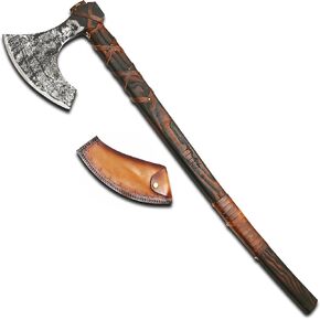 | 39" Two Handed Berserker Axe, Hand Forged Steel Axe,Norse Axe,Scandinavian Style Viking Axe,Viking Bearded Tactical,Functional Viking Axe, History of Viking