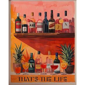 Cocktail Paint by Numbers Kit for Adults Beginner, DIY Acrylic Oil Painting by Number Kits for Adults Canvas Without Frame, Watercolor Paint by Number Kits for Home Wall Decor 16x20inch