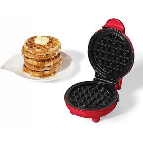 Starfrit 024725-006-0000 4-In. Electric Mini Waffle Maker, Red Small Kitchen Appliance, Regular Sized