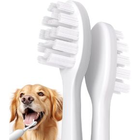 LOOBANI 2 Packs Dog Tooth Brush Replacement - Compatible LBHC001 Dog Tooth Cleaner, White