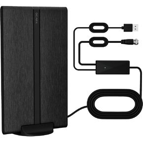 GEARit High-Gain TV Antenna - Indoor & Outdoor Long Range HD TV Antenna for Local Channels - Supports 4K 1080P - Weather-Resistant OTA Digital TV Antenna for Smart TV - 32ft Coax HDTV Cable - Black