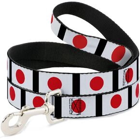 Buckle-Down Pet Leash - Japan Flags - 4 Feet Long - 1" Wide