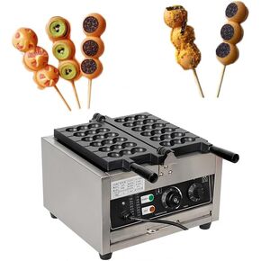 Commercial Electric Bubble Skewer Waffle Ball Machine 6-Grid Nonstick Waffle Balls Maker Iron Stainless Steel Belgium Waffle Ball Stick Maker 110V 1500W