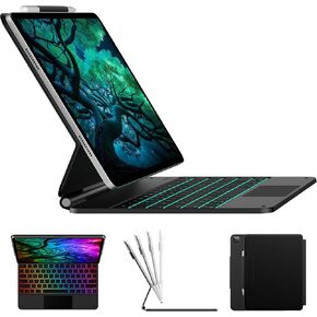 typecase Edge Magnetic Backlit Keyboard Case for iPad Pro 12.9 (6th,5th,4th,3rd Generation) Trackpad,11 Color,Keyboard Case with Pencil Holder,Multi-Touch Trackpad,Obsidian Black