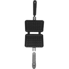 Pan Waffle Maker, Cast Aluminum Stovetop Waffle Iron, Camping Waffle Maker Pan, Portable Stove Top Aluminum Waffle Maker Pan for Family Breakfast Baking