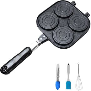 Japanese Obanyaki Pan, 3.15 Inch Diameter Stuffed Pancake Toaster Nonstick Aluminum Pan Comes with Silicone Oil Brush,Stirrer and Silicone Clip