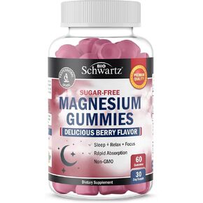 Magnesium Citrate Gummies Supplement (60 Count) Natural Raspberry Flavored Magnesium Gummies for Women and Men Supports Healthy Muscles Energy Calm and Sleep (Vegan Safe, Non GMO) 30 Day Supply