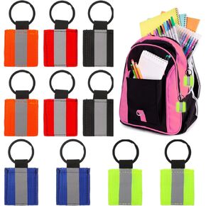 10Pcs Reflective Zipper Pulls, Double Sided Reflective Strips Nylon Reflective Tags High Visibility Backpack Zipper Pulls Safety Reflectors Keyring Reflective Gear Tag for Backpack Purse Dog Collar
