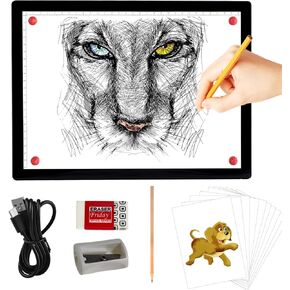 KOBAIBAN Wireless A3 Light Pad with Carry Bag, Foldable Stand, Top Clip, 3 Colors/Stepless/6-level Dimmable Brightness Rechargeable tracing Light Box/Board for Weeding Vinyl, Diamond Painting (White)