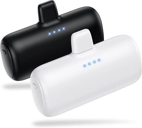[2-Pack] Mini Portable Charger for iPhone,5200mAh Ultra Compact PD Fast Charging Power Bank,Plug-in Battery Pack Travel Cordless Phone Charger,Compatible with iPhone 14/14Pro/13/12/11/X/8/7/6plus etc in Kuwait