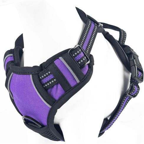TiMT No-Pull Dog Harness, Adjustable Padded Vest, Soft, Comfy & Breathable for Easy Walking and Control, 2 Front & Back Leash Clips Reflective No Choke pet Harness Large & XL Dogs - Purple, XL in Saudi Arabia