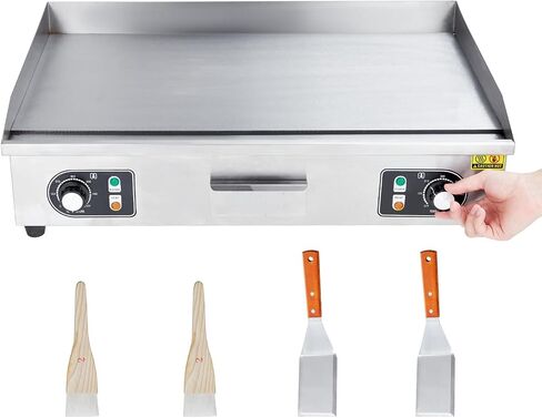 Commercial Electric Grill for Perfectly Grilled Meals - 14-Inch Countertop Teppanyaki Flat Grill, Non-Stick Surface, Durable Stainless Steel, Adjustable Temperature Control, and Efficient 110V Power in Kuwait