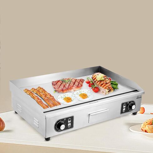 Commercial Electric Grill for Perfectly Grilled Meals - 14-Inch Countertop Teppanyaki Flat Grill, Non-Stick Surface, Durable Stainless Steel, Adjustable Temperature Control, and Efficient 110V Power in Kuwait