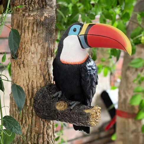 Toucan Tree Hugger Tree Decor Hanging Garden Statue 11.4 Inches High Multicolor Resin Tropical Animal Lawn Exotic Bird Sculpture Tree Decoration for Lawn Porch Yard Patio (Style2) in Saudi Arabia