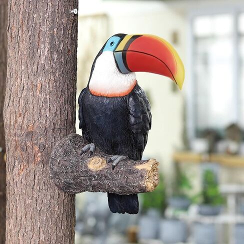 Toucan Tree Hugger Tree Decor Hanging Garden Statue 11.4 Inches High Multicolor Resin Tropical Animal Lawn Exotic Bird Sculpture Tree Decoration for Lawn Porch Yard Patio (Style2) in Saudi Arabia