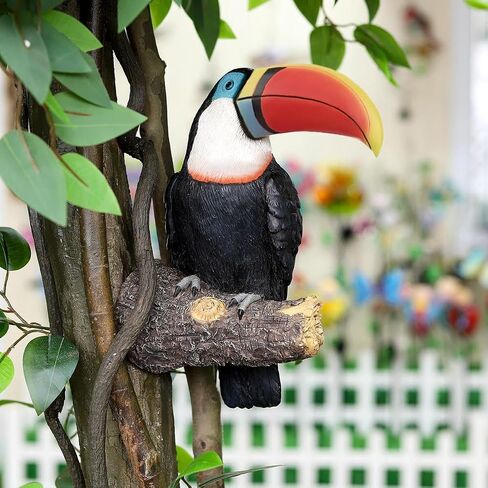 Toucan Tree Hugger Tree Decor Hanging Garden Statue 11.4 Inches High Multicolor Resin Tropical Animal Lawn Exotic Bird Sculpture Tree Decoration for Lawn Porch Yard Patio (Style2) in Saudi Arabia