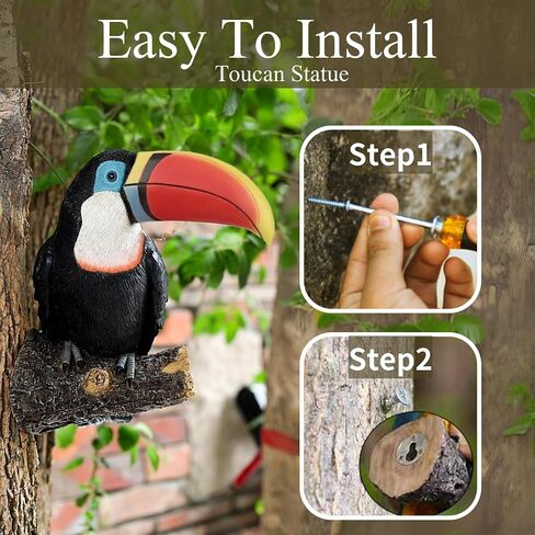 Toucan Tree Hugger Tree Decor Hanging Garden Statue 11.4 Inches High Multicolor Resin Tropical Animal Lawn Exotic Bird Sculpture Tree Decoration for Lawn Porch Yard Patio (Style2) in Saudi Arabia